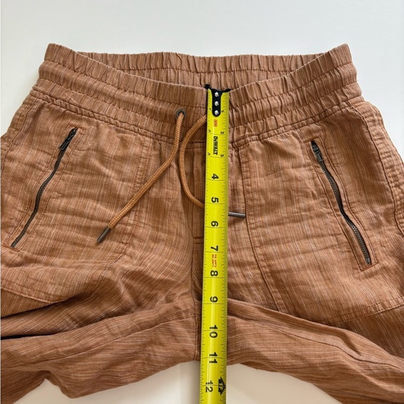 Athleta Cabo Linen Textured Wide Leg Pants Size 4 Sienna Brown - Picture 9 of 12